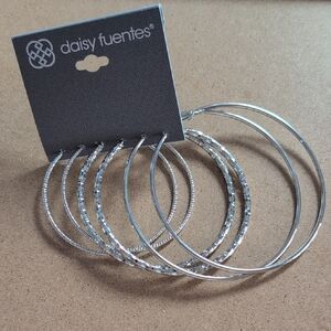 Daisy Fuentes Shimmering Silver Hoop Earrings